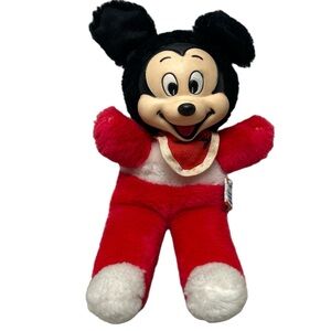 Vintage Stuffed Mickey Mouse 10” 1970s Walt Disney Production Stock